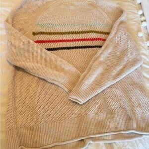 Sonoma Beige Sweater with Colorful Stripes